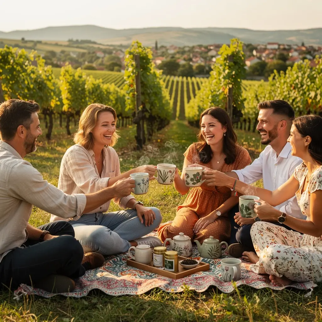 Žena koja uživa u ritualu pijenja čaja u mirnom okruženju prirode