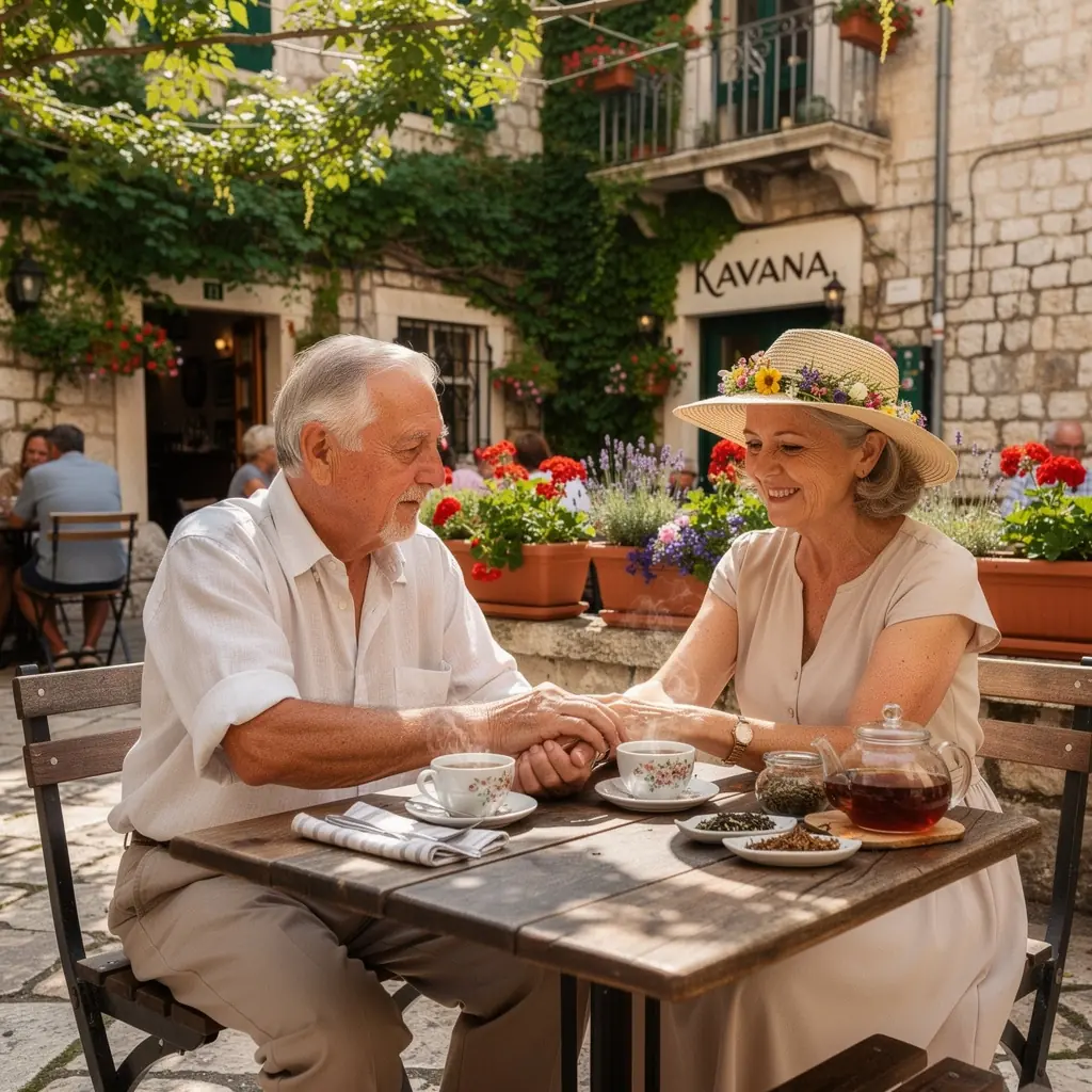 Šalica čaja pored otvorene knjige i svijeće, stvarajući umirujuću atmosferu