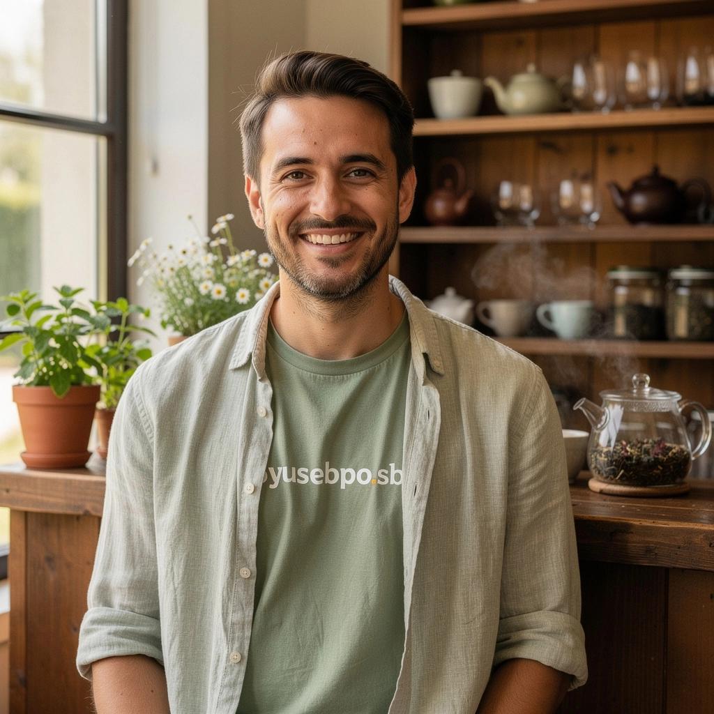 Zeleni čaj s aromatičnim biljem u mirnoj kuhinji, savršeno za opuštanje.